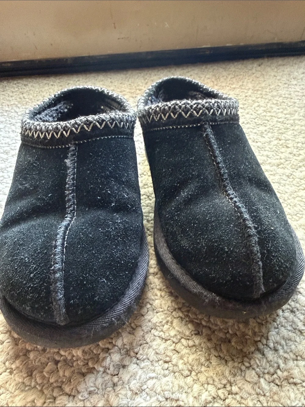 UGG Kids Black Slip-On Cozy Slippers
